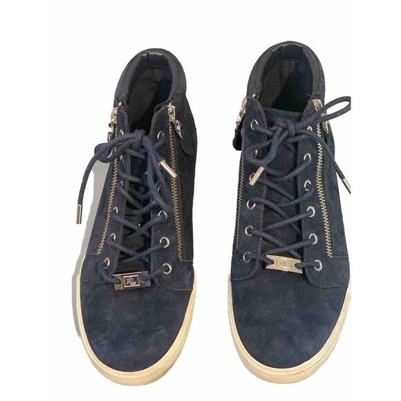 LRL Ralph Lauren Reace Leather Duel Zipper Mid top Sneaker Sz 8B Shoes 13297 F18 - Picture 2 of 9